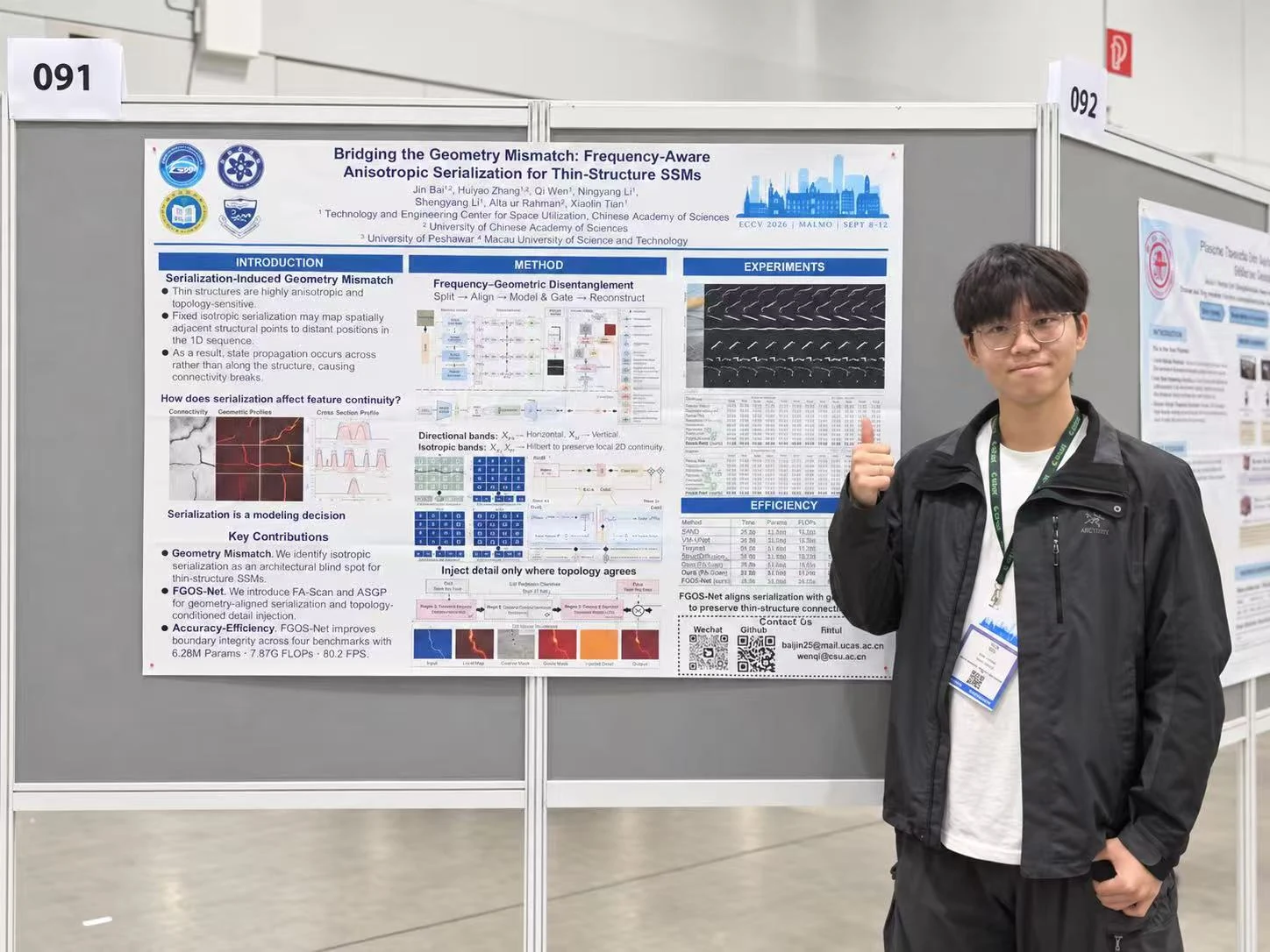 Jin Bai presenting the FGOS-Net poster at ECCV 2026