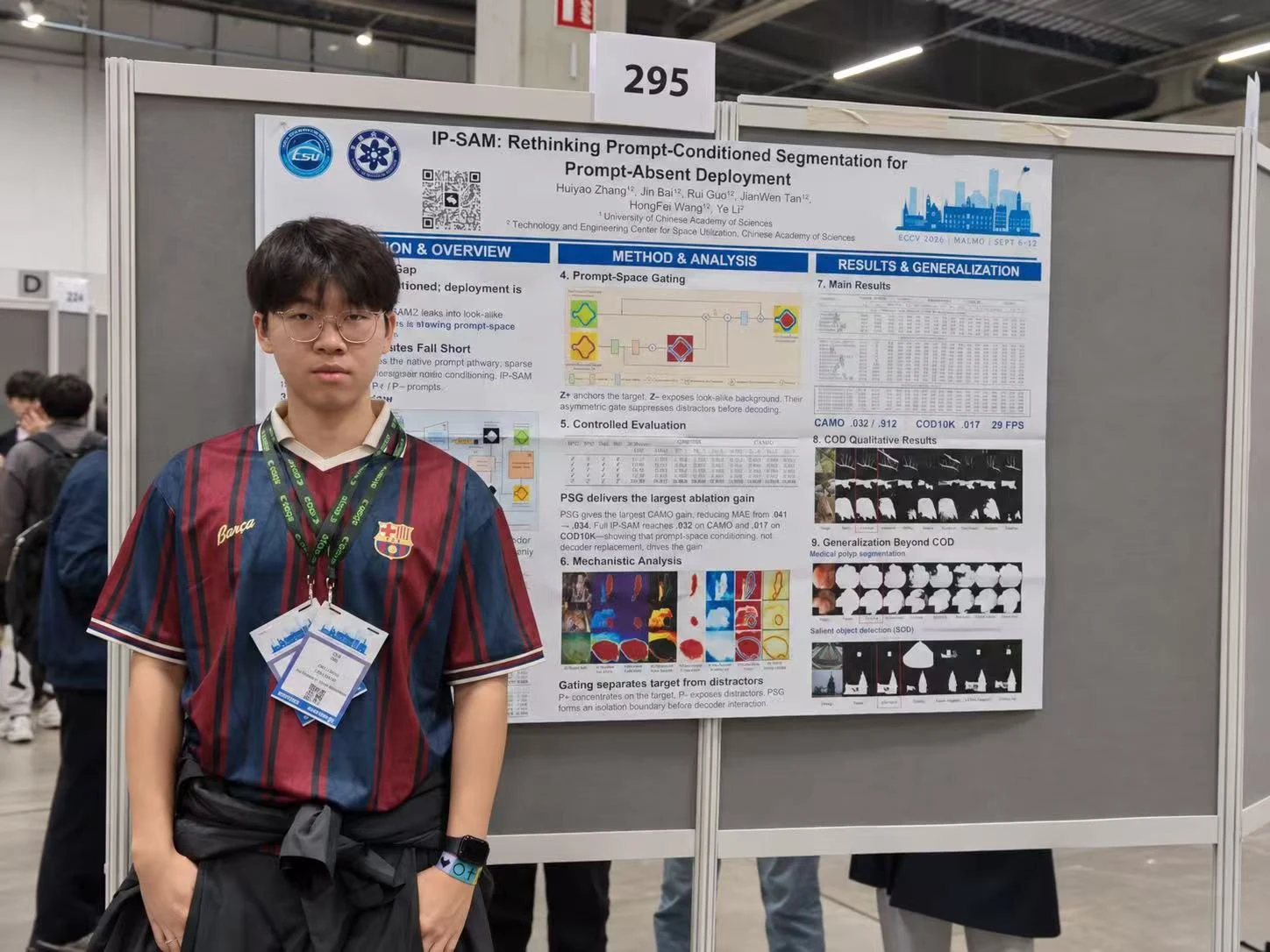 Huiyao Zhang presenting the IP-SAM poster at ECCV 2026